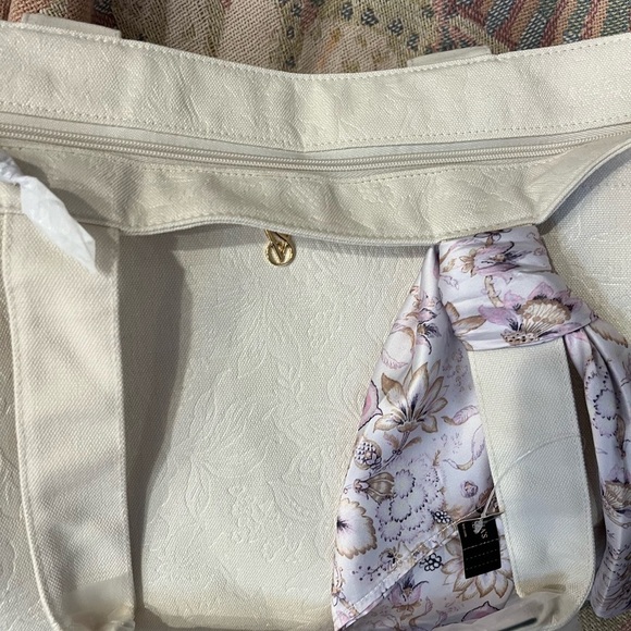 Victoria's Secret Cream Tote Bag with Scarf Accent - Picture 8 of 10